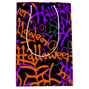 Sacola Para Presentes Média Tipografia de Halloween