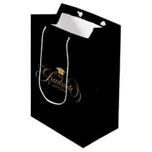 Sacola Para Presentes Média Tipografia de Script Dourado Elegante do formando
