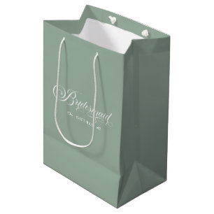 Sacola Para Presentes Média Tipografia de Script Elegante de Bridesmaid Branca