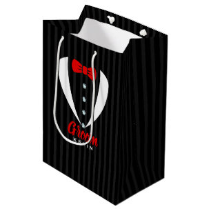 Sacola Para Presentes Média Tipografia do Elegante White Tuxedo Red Tie Grot