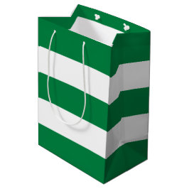 Sacola Para Presentes Média Tiras brancas de menta-pimenta simples e elegantes