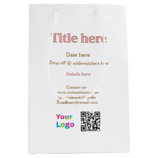 Sacola Para Presentes Média título digitalizar QR contato logotipo aqui local 
