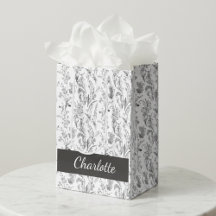 Toalete Floral Preto Branco Nome Personalizado