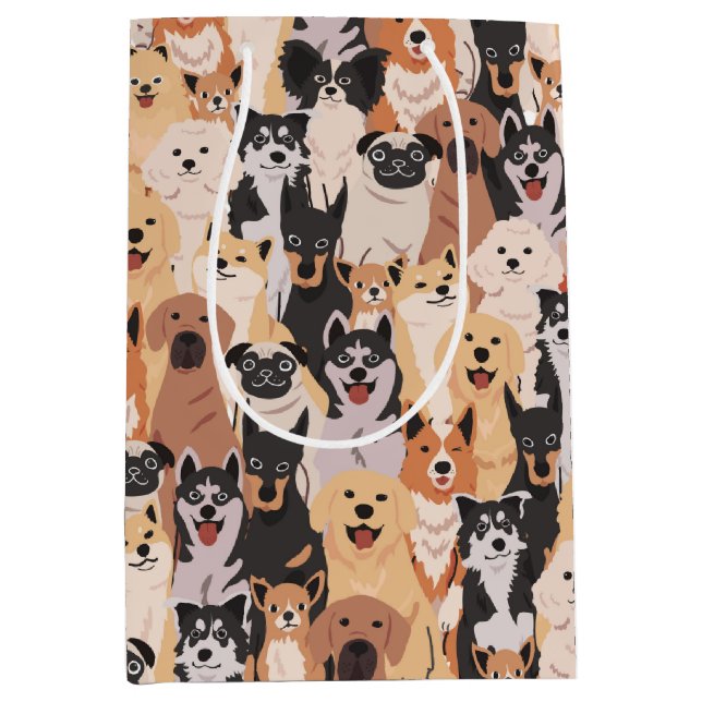 Sacola Para Presentes Média Todos os cães presentes (Frente)