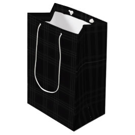 Sacola Para Presentes Média Tons Negros Ricos Padrão Xadrez Escocês Tartan