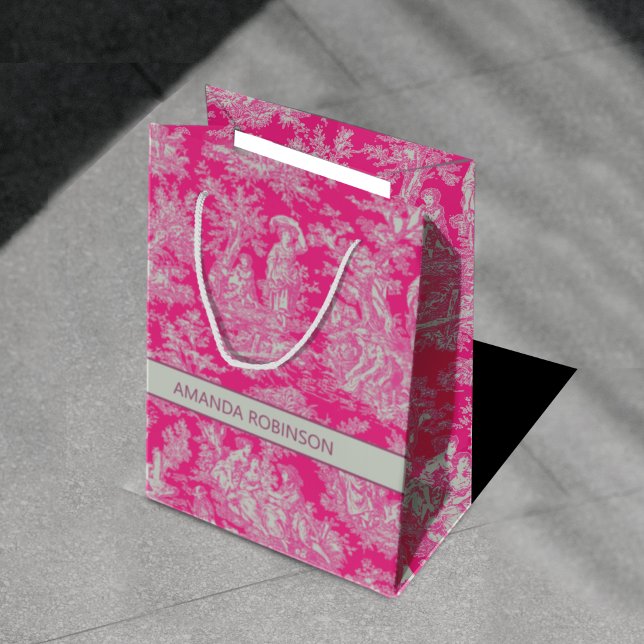 Sacola Para Presentes Média Tóquio rosa quente de jouy (Criador carregado)