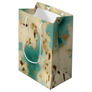 Sacola Para Presentes Média Torquoise, Dourado