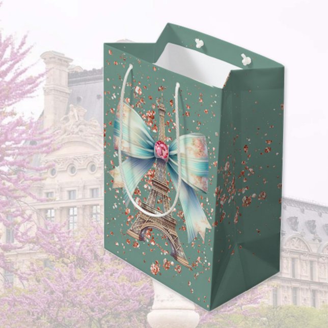 Sacola Para Presentes Média Torre Eiffel com Laço  (Criador carregado)