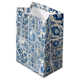 Sacola Para Presentes Média Torre floral Elegante Blue Country
