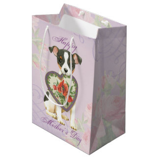 Sacola Para Presentes Média Toy Fox Terrier Heart Mãe