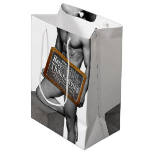 Sacola Para Presentes Média Tradição de Ação de Graças da SlipperyJoe's homem
