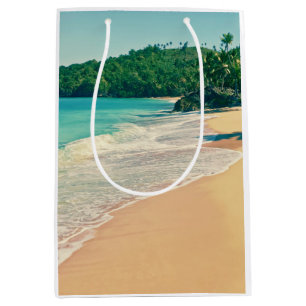 Sacola Para Presentes Média Tranquil Tropical Island Beach