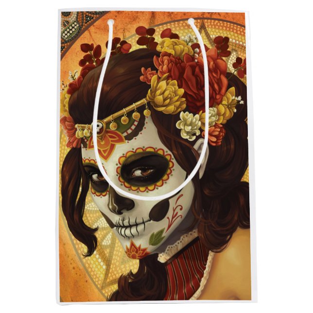 Sacola Para Presentes Média Travesseiro decorativo Dia De Los Muertos (Frente)