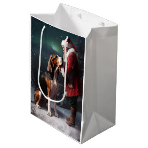 Sacola Para Presentes Média Treing Walker Coonhound Santa Claus Natal