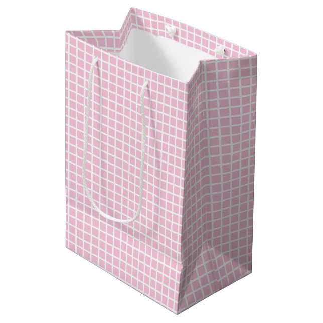 Sacola Para Presentes Média Trellis Branco - Rosa Claro (Frente inclinada)