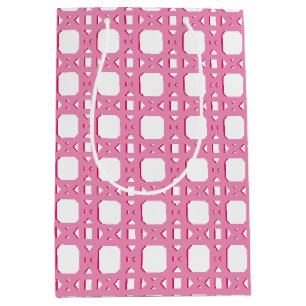 Sacola Para Presentes Média Trellis de Cana Chinesice em Rosa