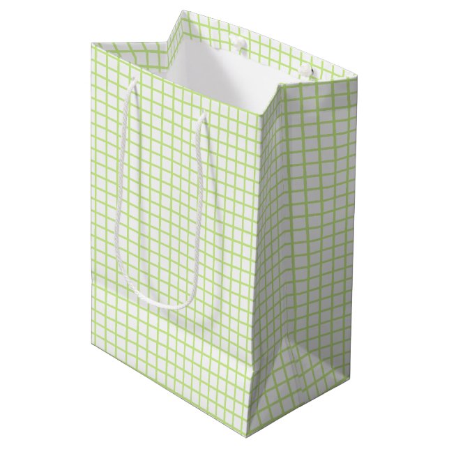 Sacola Para Presentes Média Trellis Spring Verde - Branco (Frente inclinada)