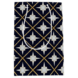 Sacola Para Presentes Média Trendência e elegante Luxo Dourado e Branco