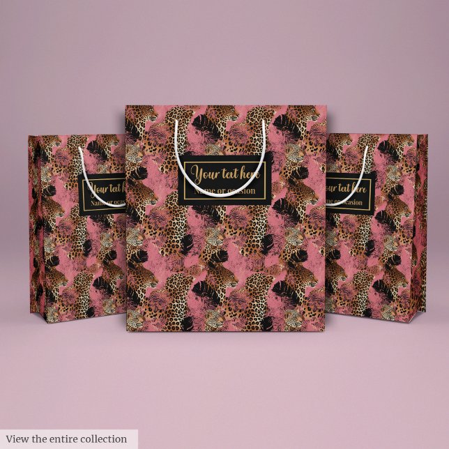 Sacola Para Presentes Média Trendy magenta leopard animal skin gift pack (Trendy magenta leopard animal skin gift pack Medium Gift Bag)