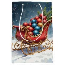 Trenó de Natal em Aquarela Vintage