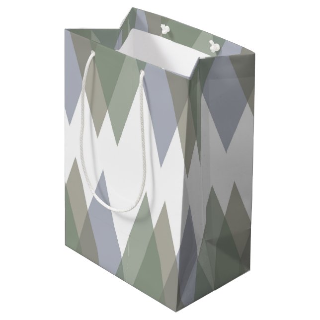 Sacola Para Presentes Média Triângulos Khaki (Verso inclinado)