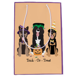 Sacola Para Presentes Média Trick Ou Tratem Cães Em Fatos De Halloween