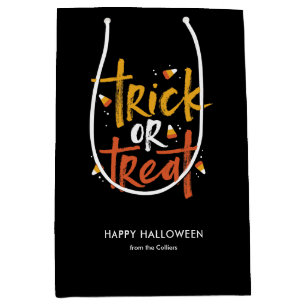 Sacola Para Presentes Média Trick ou Treine o Dia das Bruxas de Milho Doce