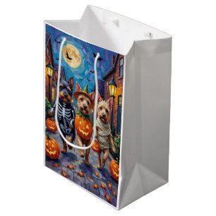 Sacola Para Presentes Média Tricôni Terrier Disfarce de Halloween