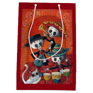 Sacola Para Presentes Média Trio do Mariachi de Diâmetro de Los Muertos