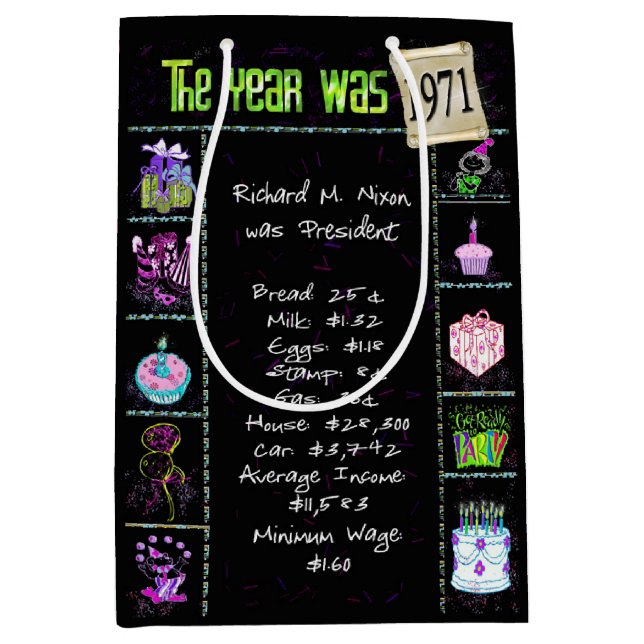 Sacola Para Presentes Média Trivia Divertida De 1971, Ano De Nascimento, A Pre (Frente)