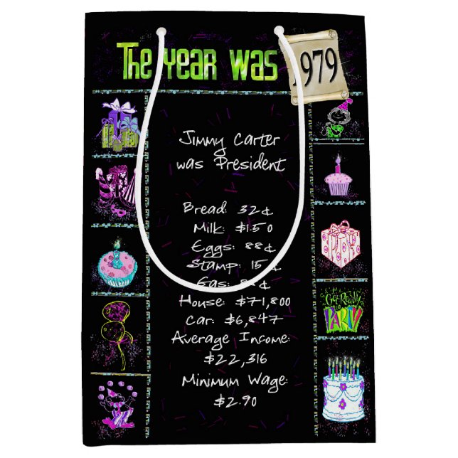 Sacola Para Presentes Média Trivia Divertida De 1979, Ano De Nascimento, A Pre (Frente)