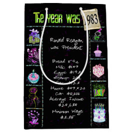 Sacola Para Presentes Média Trivia Divertida De 1983 Em Preto, Ano De Nascimen