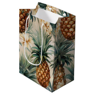 Sacola Para Presentes Média Tropical Abacaxis Floral Casamento
