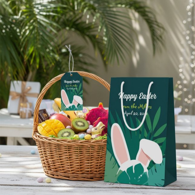 Sacola Para Presentes Média Tropical Jungle Easter Bunny Custom Gift Bag (Criador carregado)