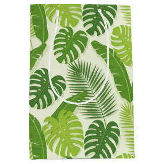 Sacola Para Presentes Média Tropical Leaves & Monstera Seamless Pattern