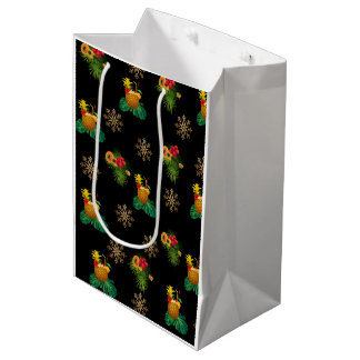 Sacola Para Presentes Média Tropicas - Abacaxi-Elegante-Bag-Presente - Preto-E