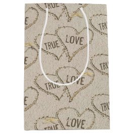 Sacola Para Presentes Média True Love Beach Hearts com Starfish