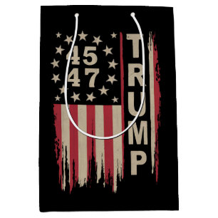 Sacola Para Presentes Média Trump 45 47 Antigo Retro América Bandeira EUA