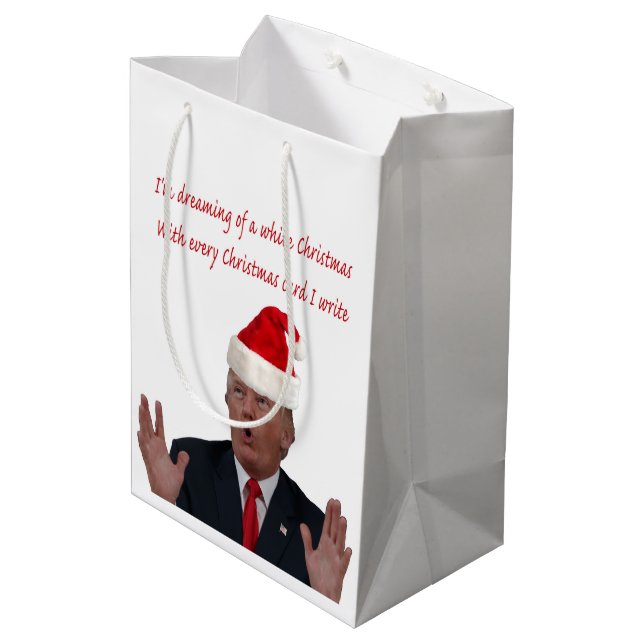 Sacola Para Presentes Média Trump, Sonhando com um Natal Branco (Verso inclinado)