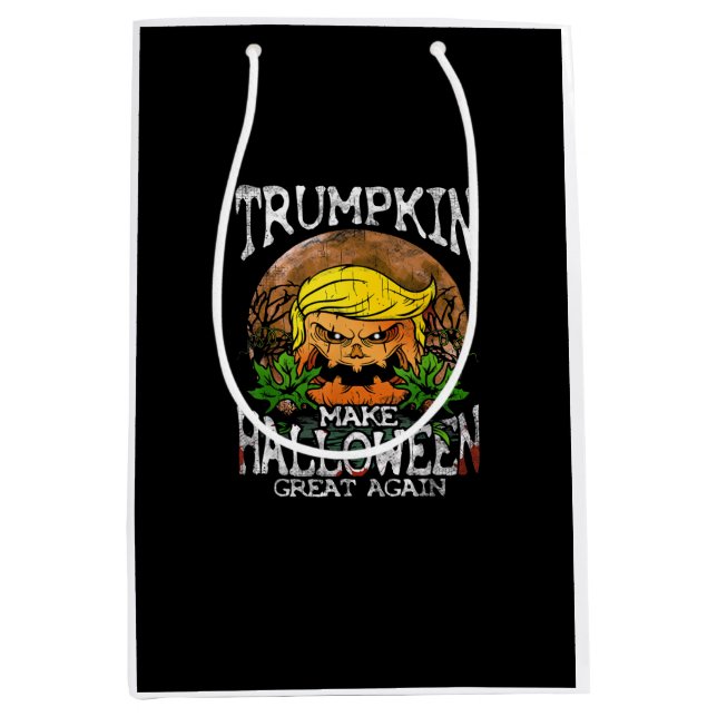 Sacola Para Presentes Média Trumpkin Faça Excelente De Halloween Novamente Pre (Frente)