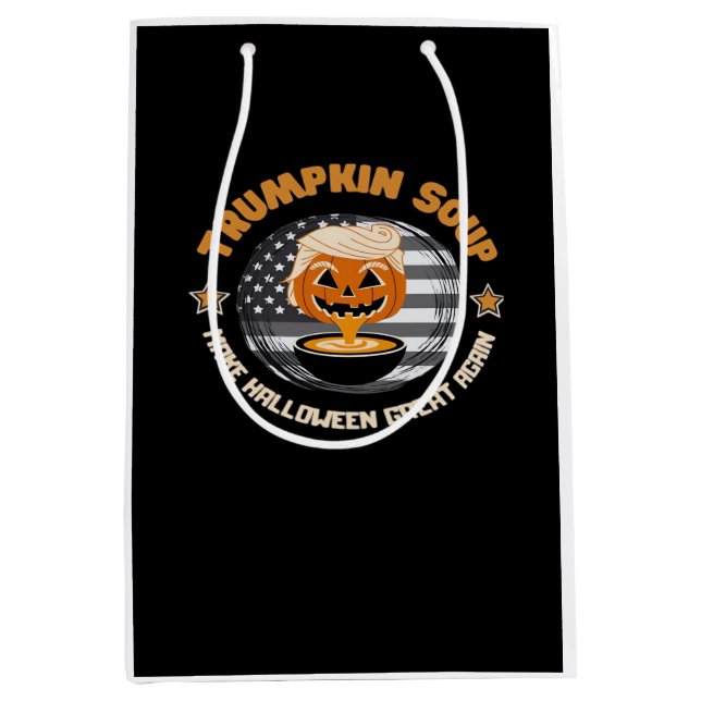 Sacola Para Presentes Média Trumpkin Faz Excelente De Halloween Novamente Sopa (Frente)