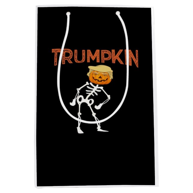 Sacola Para Presentes Média Trumpkin Halloween Engraçado Clássico (Frente)