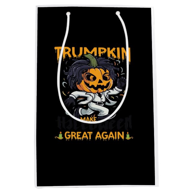 Sacola Para Presentes Média Trumpkin Torna O Excelente De Halloween Mais Uma V (Frente)