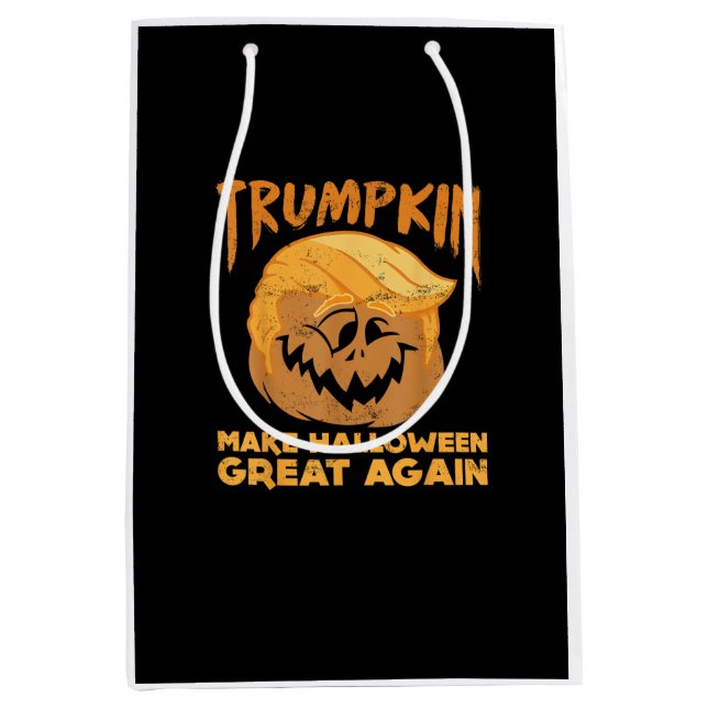Sacola Para Presentes Média Trumpkin Torna O Excelente De Halloween Novamente  (Frente)