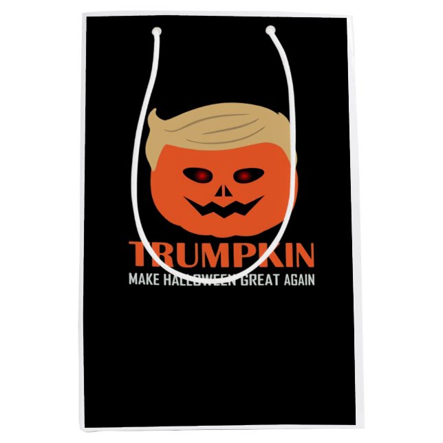 Sacola Para Presentes Média Trumpkin Torna O Excelente De Halloween Novamente  (Frente)