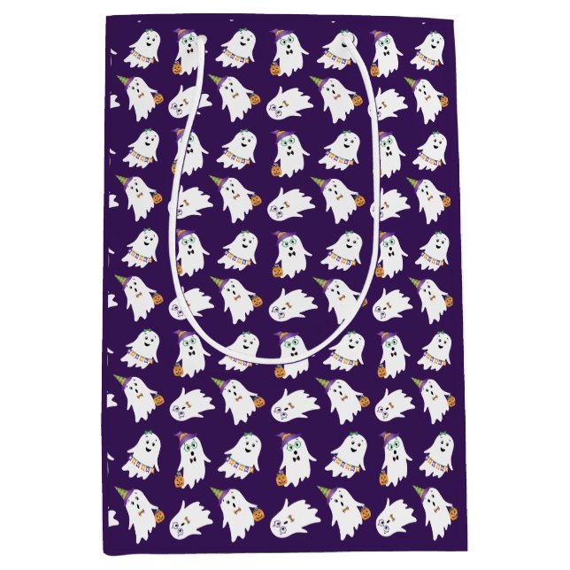 Sacola Para Presentes Média Truque Ou Tratamento De Fantasmas Halloween (Frente)