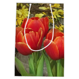 Sacola Para Presentes Média Tulipas Alegres
