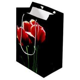 Sacola Para Presentes Média Tulipas Vermelhas