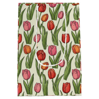 Sacola Para Presentes Média Tulipas vermelhas Design