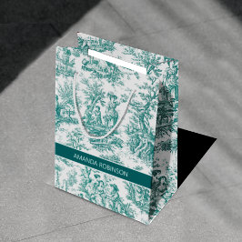 Sacola Para Presentes Média Turquoise teal de jouy